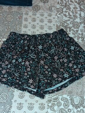 Women’s Floral Athletic Shorts - Black with Pink & Teal Floral